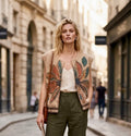 Gilet Sans Manches Bohème Beige Imprimé Papillons – Tendance