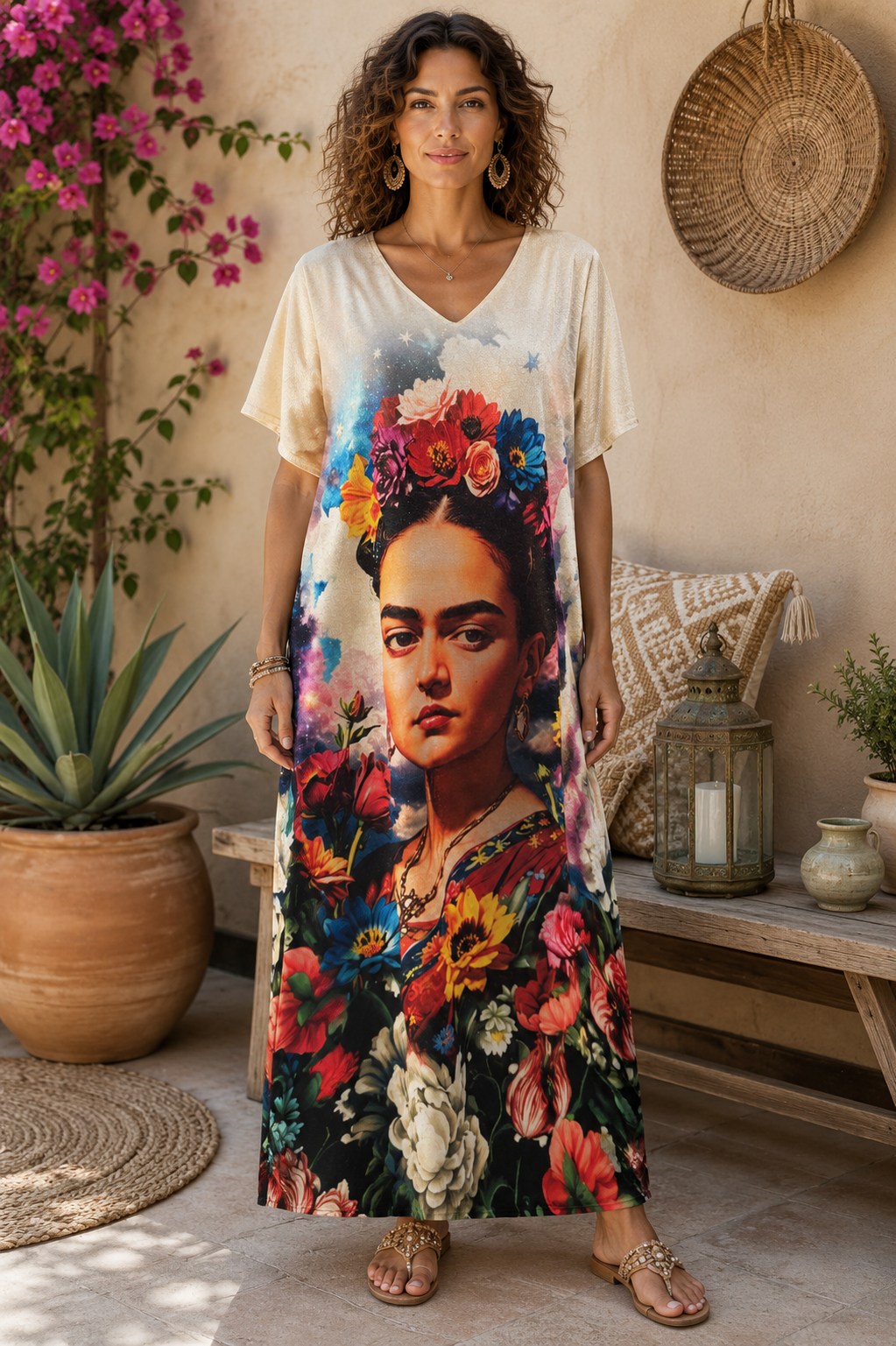 Robe Longue Bohème Art Floral – Inspiration Frida Kahlo