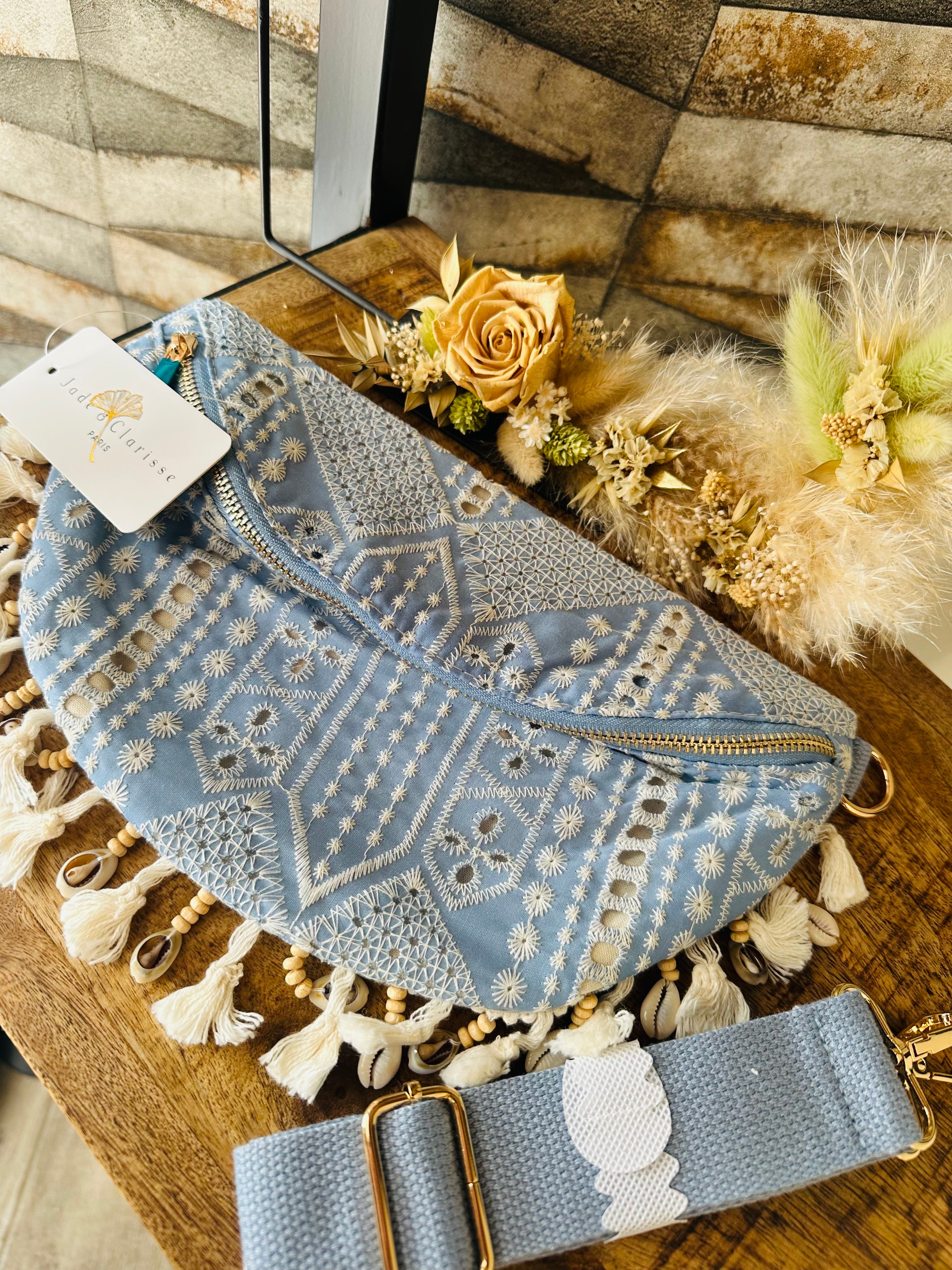 Sac banane bohème chic bleu  Jade & Clarisse