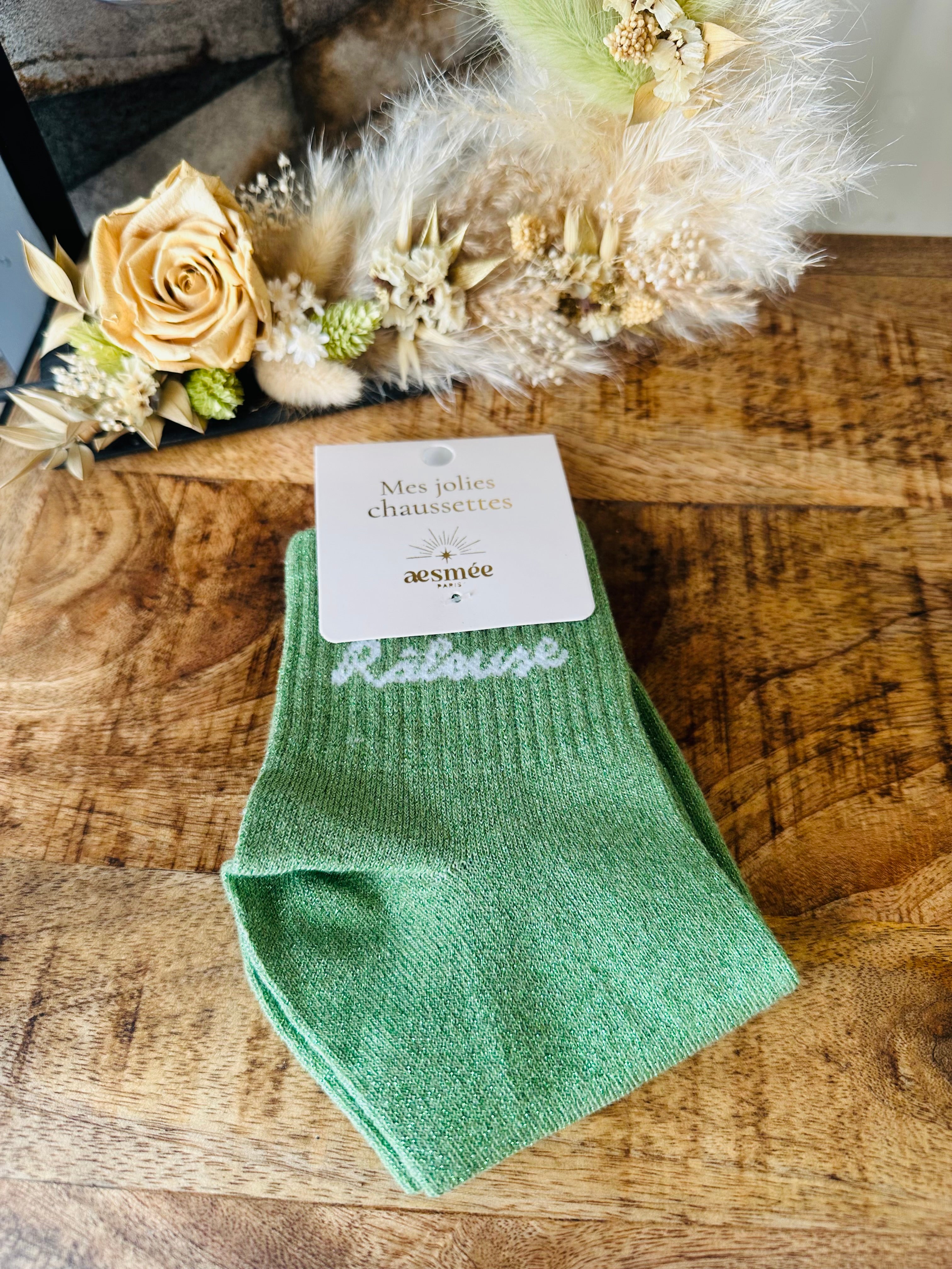 Paire de chaussettes Râleuse verte Aesmé paris