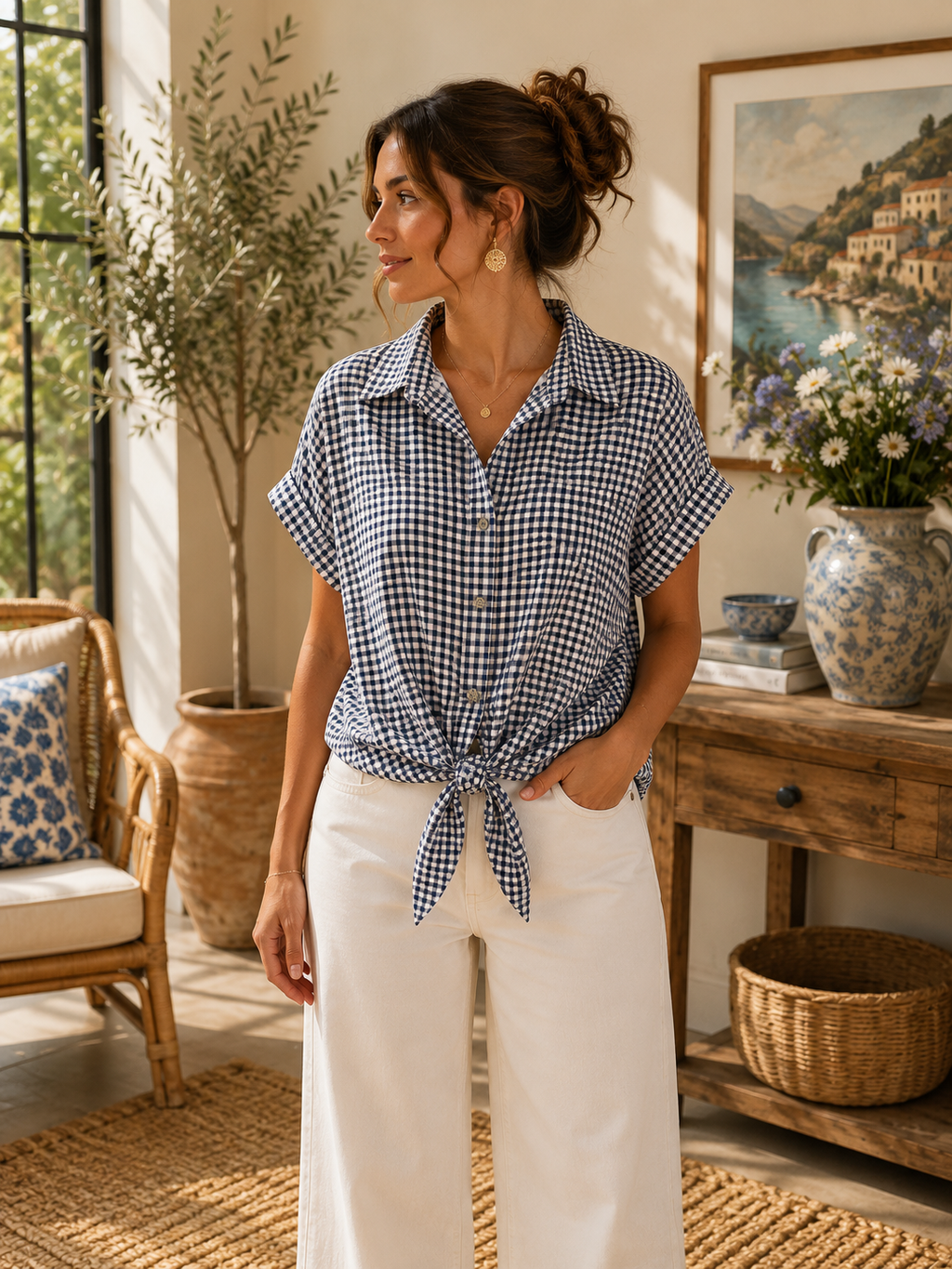 Chemise Vichy Nouée – Esprit Bohème Chic