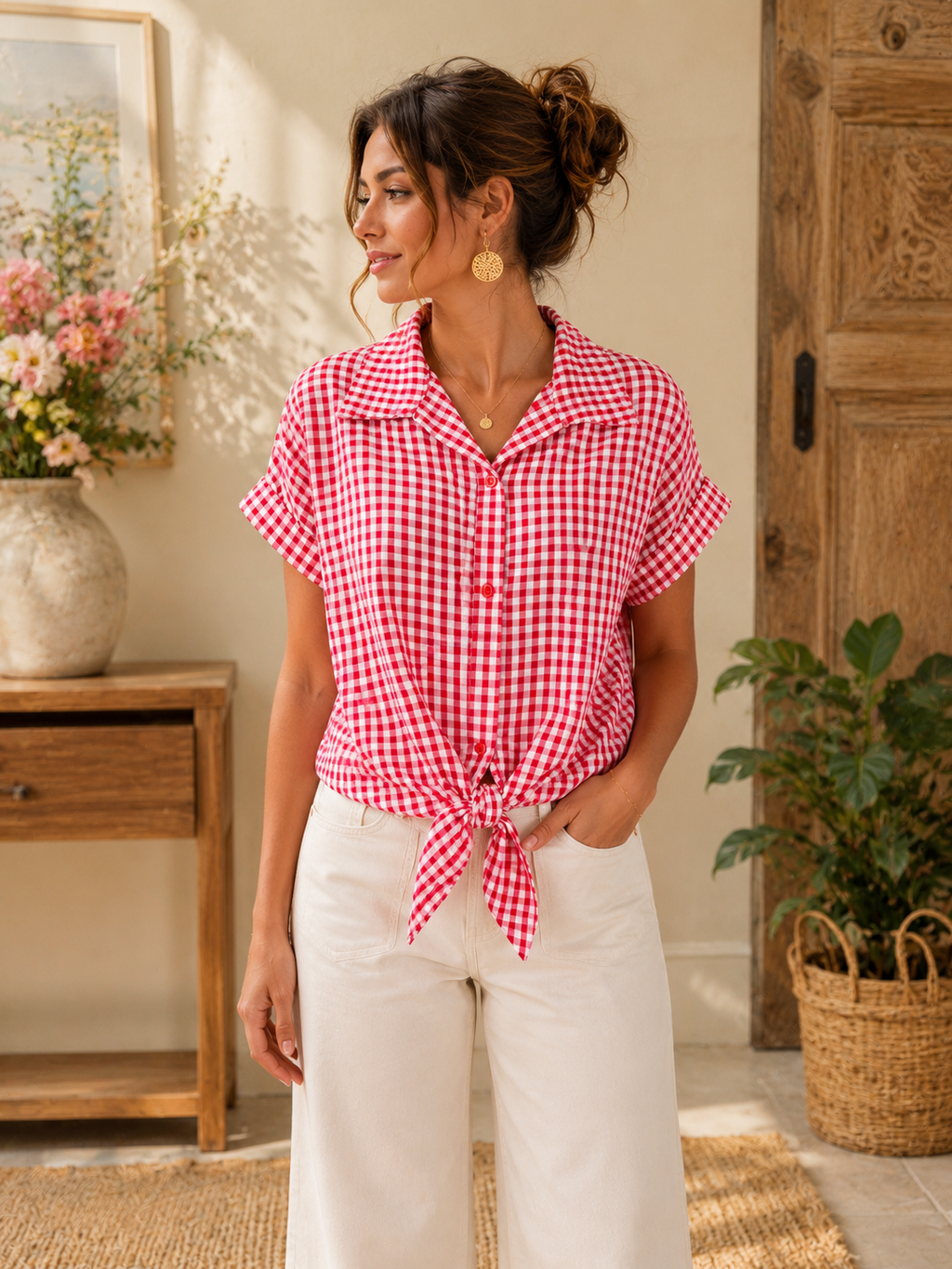 Chemise Vichy Nouée – Esprit Bohème Chic
