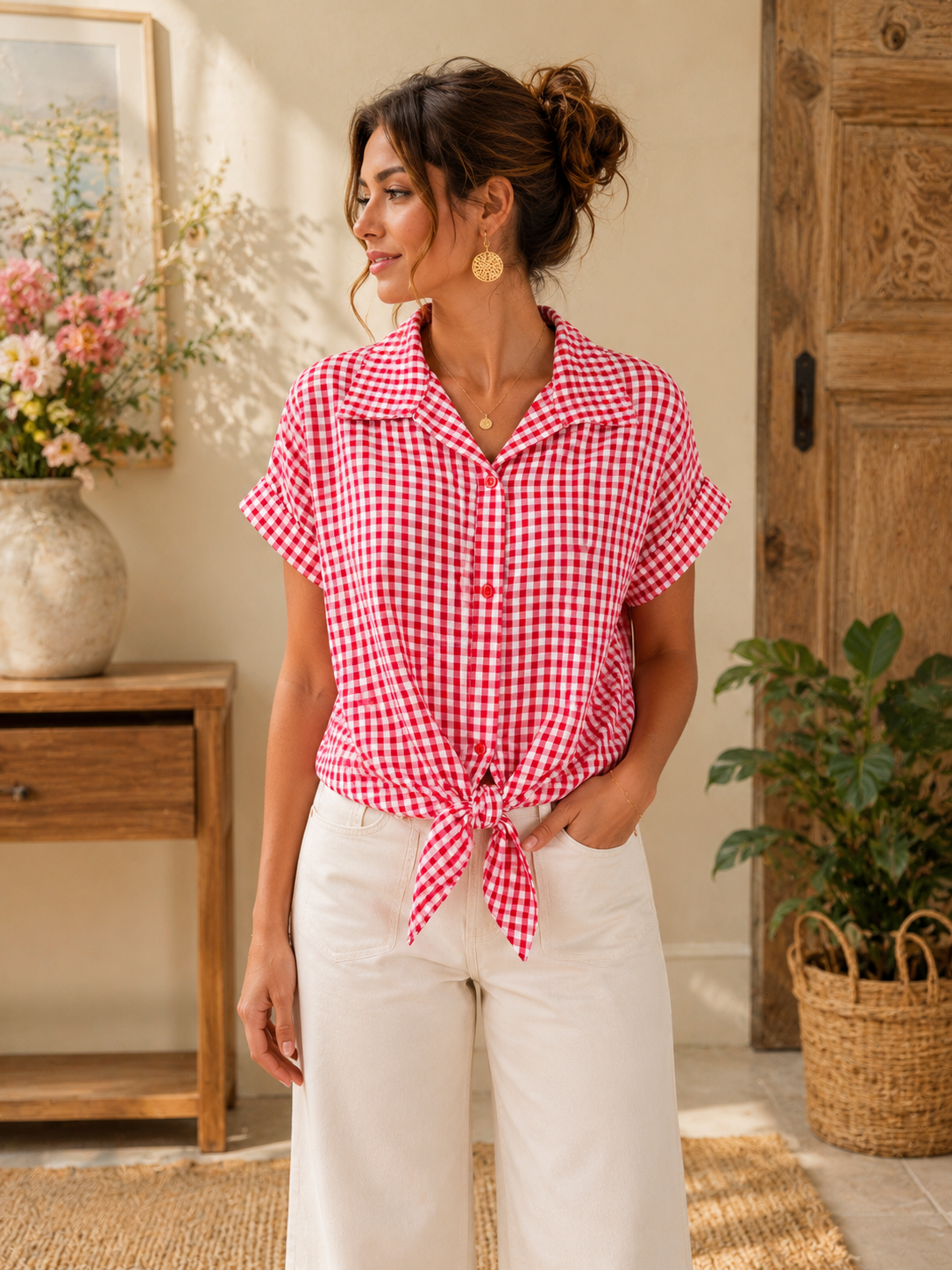 Chemise Vichy Nouée – Esprit Bohème Chic