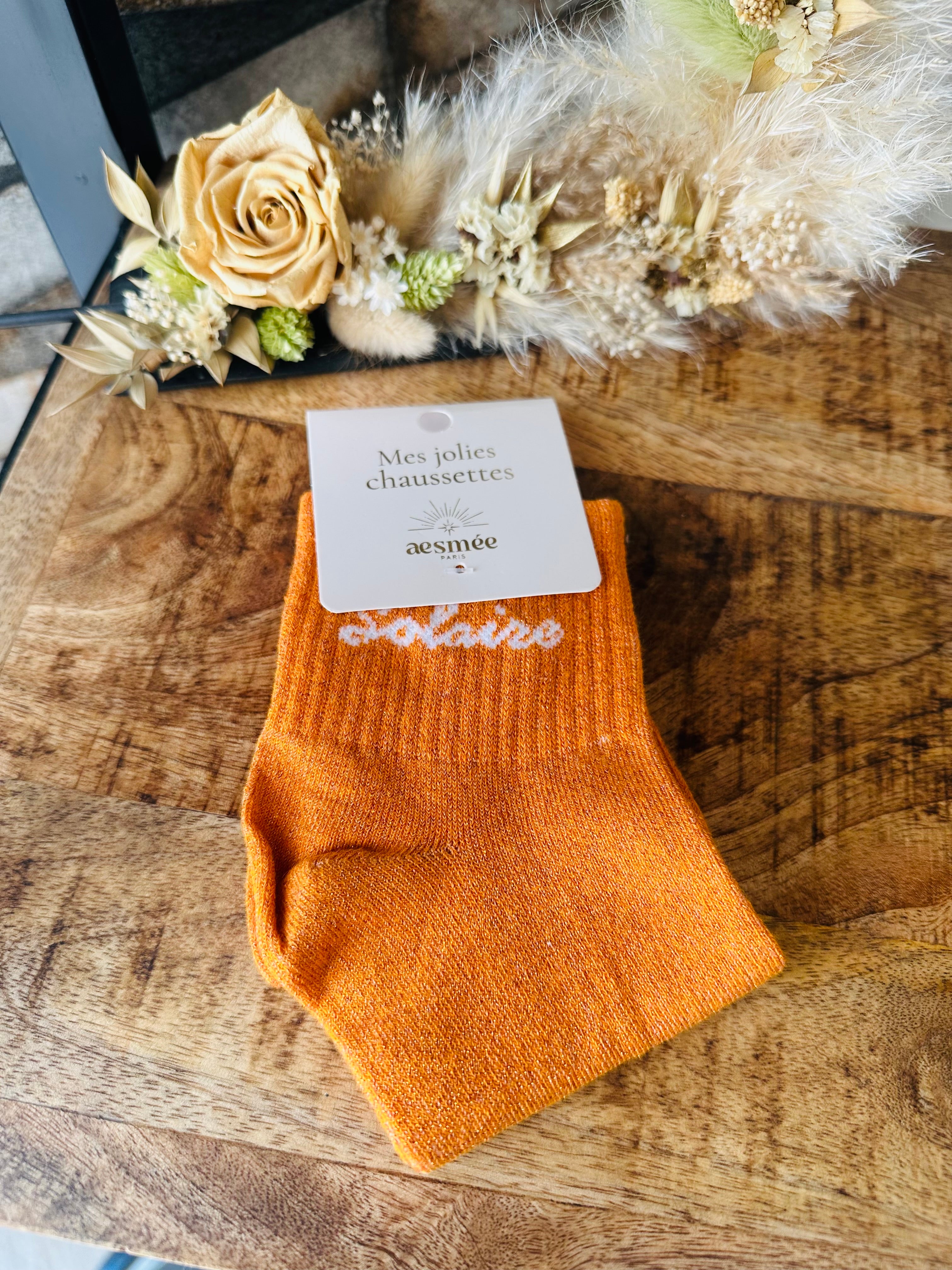 Paire de chaussettes Solaire orange Aesmé Paris