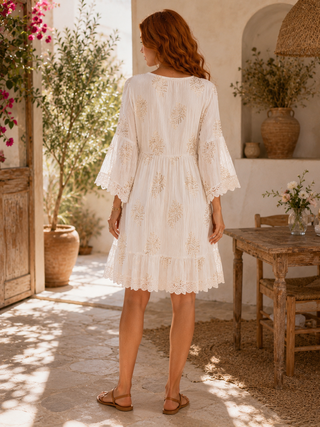 Robe élégance bohème dorée