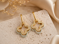 ✨ Boucles d’Oreilles Trèfle Élégance Dorée – Acier Inoxydable