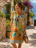 Robe tendance imprimé tropical éléphant Made in Italy – Taille unique 38/44
